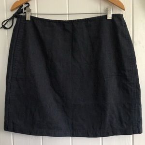 Vintage ESPRIT Dark Grey almost Black w/ Navy Blue stripe Wrap Skirt Size 14